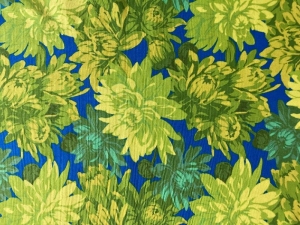 Fat Quarter blau mit gelb-grünen Chrysanthemen