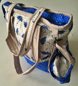 Reise- und Einkaufsshopper aus Baumwolle in Beige, mit Reißverschluss   