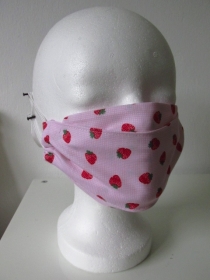 Mund - und Nasenmaske - wiederverwendbar - waschbar - rosa - Erdbeeren - Alltagsmaske - Gesichtsmaske