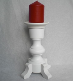 weißer gedrechselter Kerzenständer aus Holz, Vintage-Art, ohne Kerze, Handarbeit, kaufen - Handarbeit kaufen