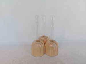 Mini-Vasen (3 zusammen) aus Holz mit kl. Reagenzglas, 4 cm, ohne Blumen, Tischdeko, kaufen - Handarbeit kaufen