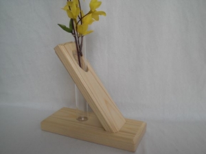1er Holzvase mit Reagenzglas, natur, diagonal, ohne Blumen, Tischdeko kaufen  - Handarbeit kaufen