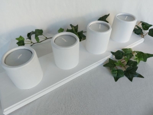 weißer Adventskranz aus Holz für Maxi-Teelichter (für Teelichte 6 cm) kaufen  - Handarbeit kaufen