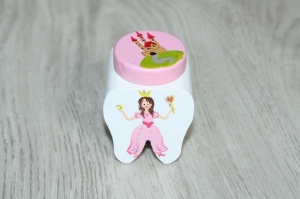 Spitzbub Milchzahndose Zahndose - Prinzessin Schloß Geschenk von der Zahnfee handbemalt 