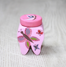 Spitzbub Milchzahndose Zahndose - Schmetterling Geschenk von der Zahnfee handbemalt