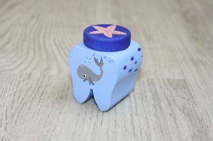 Spitzbub Milchzahndose Zahndose - Wal Walfisch Geschenk von der Zahnfee handbemalt