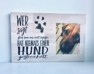 Holzbild ♥️ mit dem Foto deines Hundes. Wer sagt, Glück kann man nicht anfassen,  hat niemals einen Hund gestreichelt. Geschenk Hundeliebe
