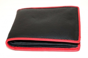 schwarz Portemonnaie mit rotem piping