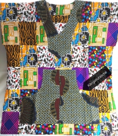Farbenfrohes afrikanisches Shirt mit Kängurutasche in Gr. XL
