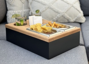 Sofabutler B-Ware - Couch Tablett Holz Kiste Geschenk anthrazit - Handarbeit kaufen