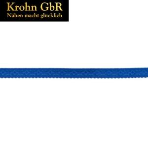 4 Meter Elastisches Schrägband Jacquard 12mm kobalt (0,94 EUR/m) - Faltenband, Kantenband, Einfassband 