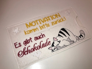 Schokihülle Schokoladenhülle/ Schokitasche/ Schokiverpackung Handarbeit Motivation Katze