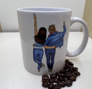 Sehr schöne bedruckte Keramik Tasse Freunde, Freundinnen Beste Tasse selbst gestalten - Handarbeit kaufen