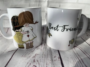 Sehr schöne bedruckte Motto Keramik Tasse Beste Freunde, Best friends  zweiseitig bedruckt  - Handarbeit kaufen
