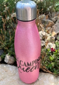 Sehr schöne Glitzer Flasche  Geschenk, ca.500ml Edelstahlflasche,Pink Camper Queen