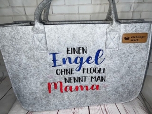 Sehr schöne bestickte Filztasche/ Tragetasche/ Shopper Mama Mutter Muttertag Geschenk Engel - Handarbeit kaufen