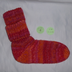 handgestrickte super dicke Socken in rot-orange 38/39 sunset - Handarbeit kaufen