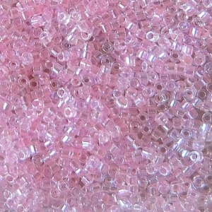 5 gr. Miyuki Delica, Zylinderperlen, hell rosa AB, lined pink AB, zum Herstellen gefädelter oder gehäkelter Schmuckstücke aus Glasperlen  - Handarbeit kaufen