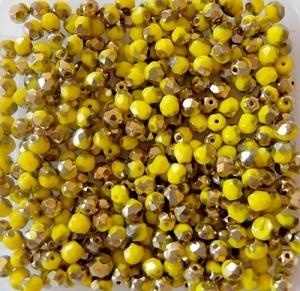 50 Stück böhmische Glasschliffperlen gelb halbgold 4 mm