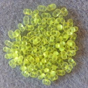 20 Gramm Farfalle Perlen, 2 x 4 mm - neon gelb, Schmetterlingsperlen, böhmische Glasperlen