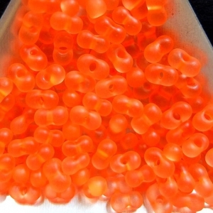20 Gramm Farfalle Perlen, 3,2 x 6,5 mm - neon orange, Schmetterlingsperlen, böhmische Glasperlen  - Handarbeit kaufen