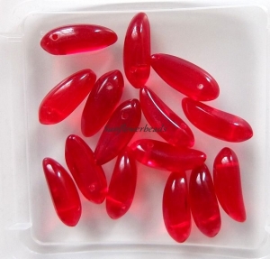 20 böhmische Glasperlen, Banana beads rot, siamrot