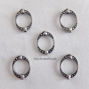 5 ovale Metallperlen, Rahmenperlen, silber, schön verziert, 2 x 1,5 cm - Handarbeit kaufen