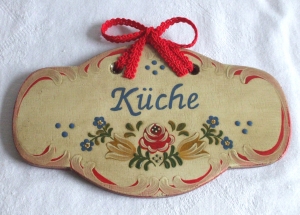 Türschild aus Holz, mit Wunschbeschriftung, handbemalt im Bauernmalerei- und Landhaus-Stil -Deutsche Handarbeit-   ***Versandkostenfrei***    