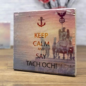 elbPLANKE - Keep Calm and Say TACH OCH! - Brandenburger Tor | 10x10 cm | Holzbilder von Fotoart-Hamburg 9769.190222.102708_71i96wmg62l._sy500_