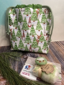 Projekttasche Stricktasche Geschenkbeutel  Weihnachten + eingefilzte Schafsmilchseife 