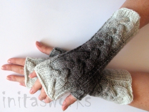 Handstulpen Handschuhe Grau weiß schwarz - Handarbeit kaufen