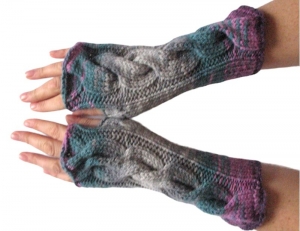 Handstulpen Handschuhe Violett Grau Burgund    - Handarbeit kaufen