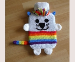 Wärmflaschenbezug Katze - Regenbogen