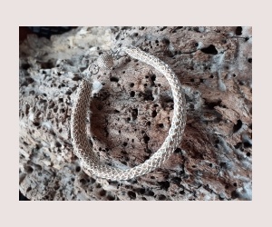 Korkarmband umhüllt mit silbernen anlaufgeschütztem Kupferlackdraht