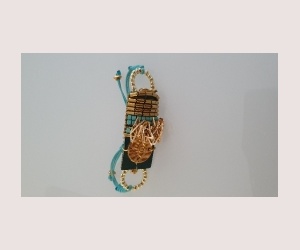 Modeschmuck-Makramee Armband aus türkisfarbener Naturstein