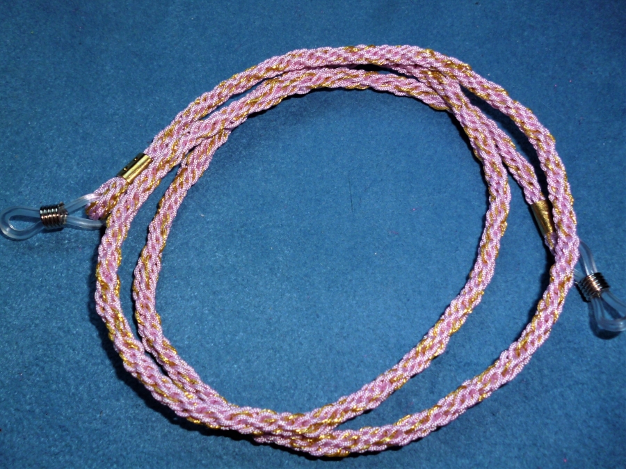 Brillenband rosa/goldglitzer