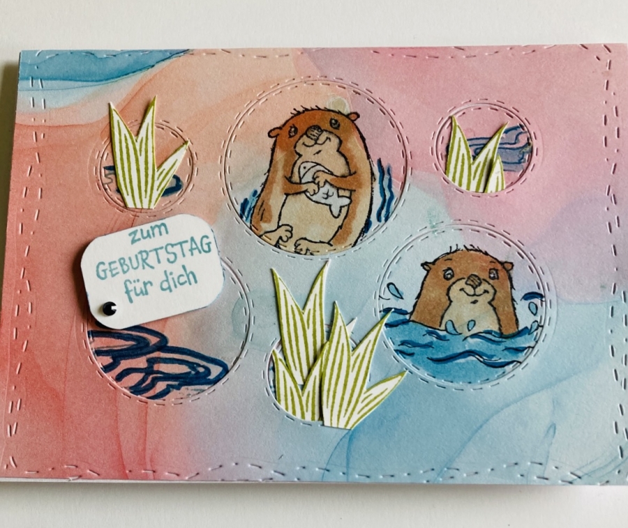 Kindergeburtstagskarte mit Ottern