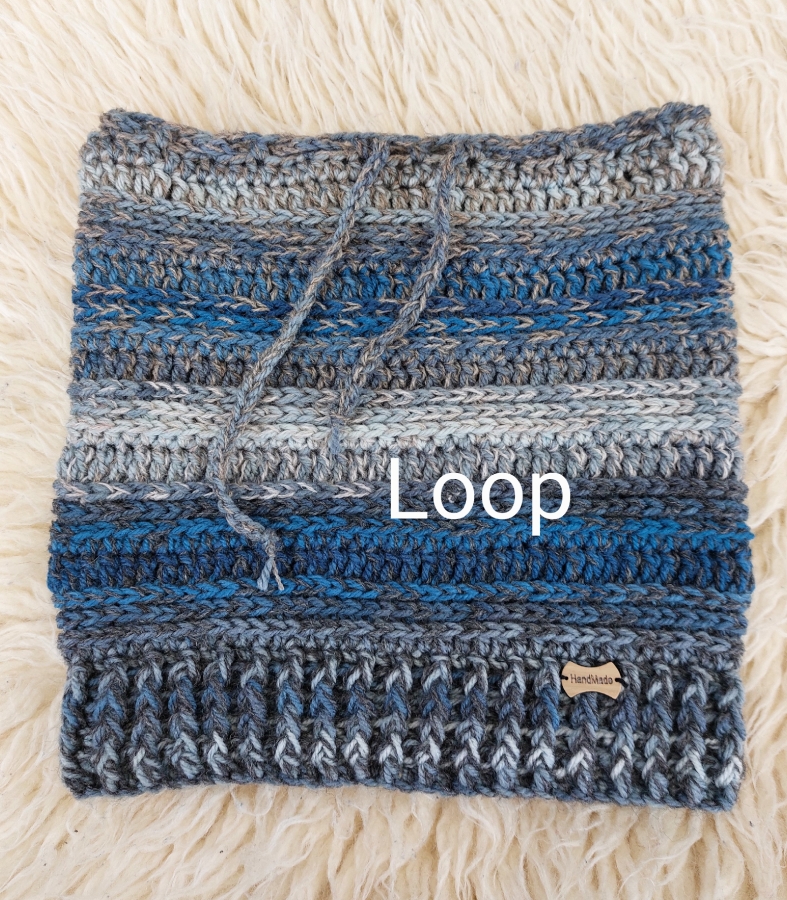 Mütze -Loop 2 in1 für Männer  Nackenwärmer Blau-Grau